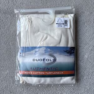 NOS Vintage Duofold Men's Turtle Neck Shirt M White Ecru 100% Cotton Lycra